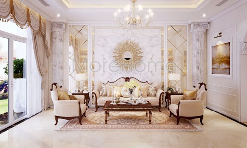 Mẫu sofa tân cổ điển gỗ óc chó tại biệt thự Tân Bình